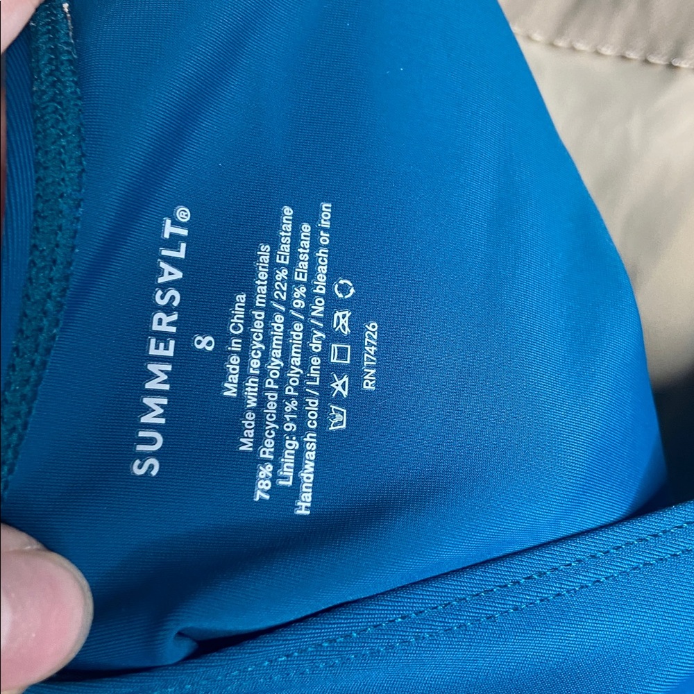 Summersalt Blue Green Colorblock The Cove 1 Piece Swimsuit Size 8 - Picture 4 of 5